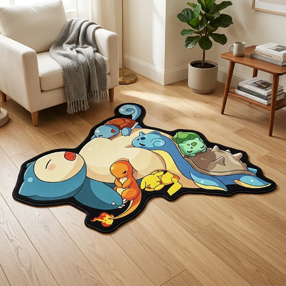Cute Pokemon Floor Mat Snorlax & Starter Buddies Rug - Print Non-Slip Soft Carpet for Bedroom & Gaming Room Use view 2