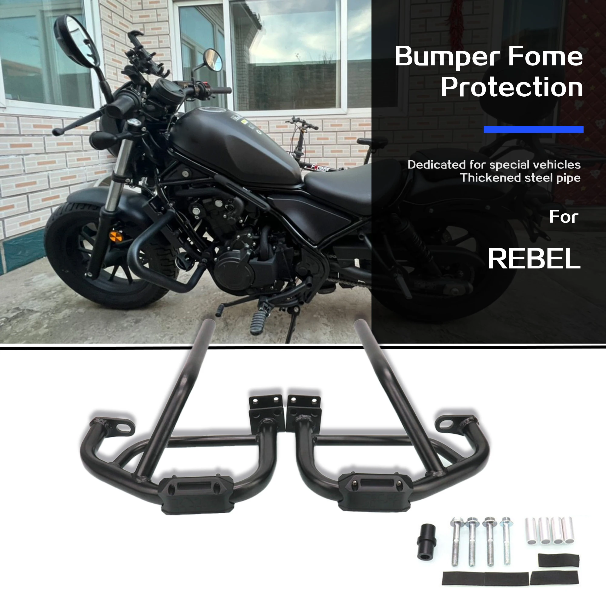 

Motorcycle Highway Bumper Engine Guard Crash Bars Stunt Cage Protector REBEL 500 300 For HONDA CMX500 CMX300 2017 2018-2022