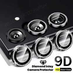 Bling 3D Diamond Metal Camera Ring Protector for Samsung Galaxy A55 A35 A54 A34 A15 5G Alloy Lens HD Tempered Glass Protect Cap