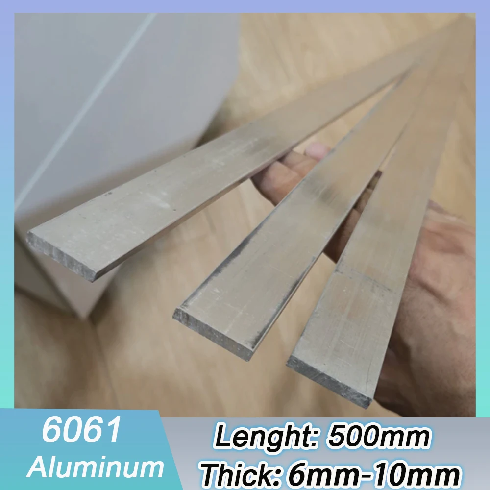 1pcs Width 6-140mm Length 500mm 6061 Aluminium Flat Bar Plate Strip Block CNC Metal Thickness 6mm 7mm 8mm 9mm 10mm