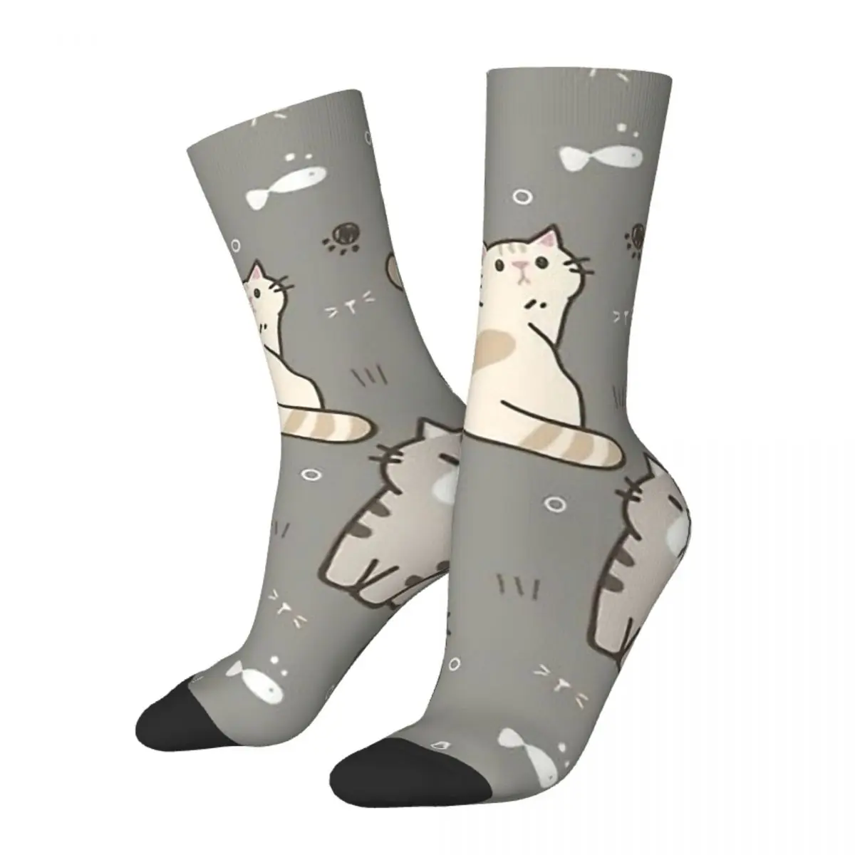 Hip Hop Retro Pattern Crazy Men's Socks Cat Lover Meow Nekko Unisex Street Style Pattern Funny Novelty Crew Sock Boys Gift