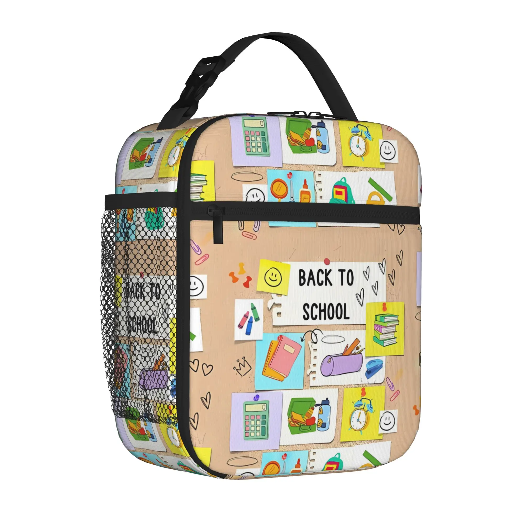 1 Piece Zipper Closure Hello School Storage Bag Pocket Back To School School Lunch Food Box Reusable For Lunch Food Bag