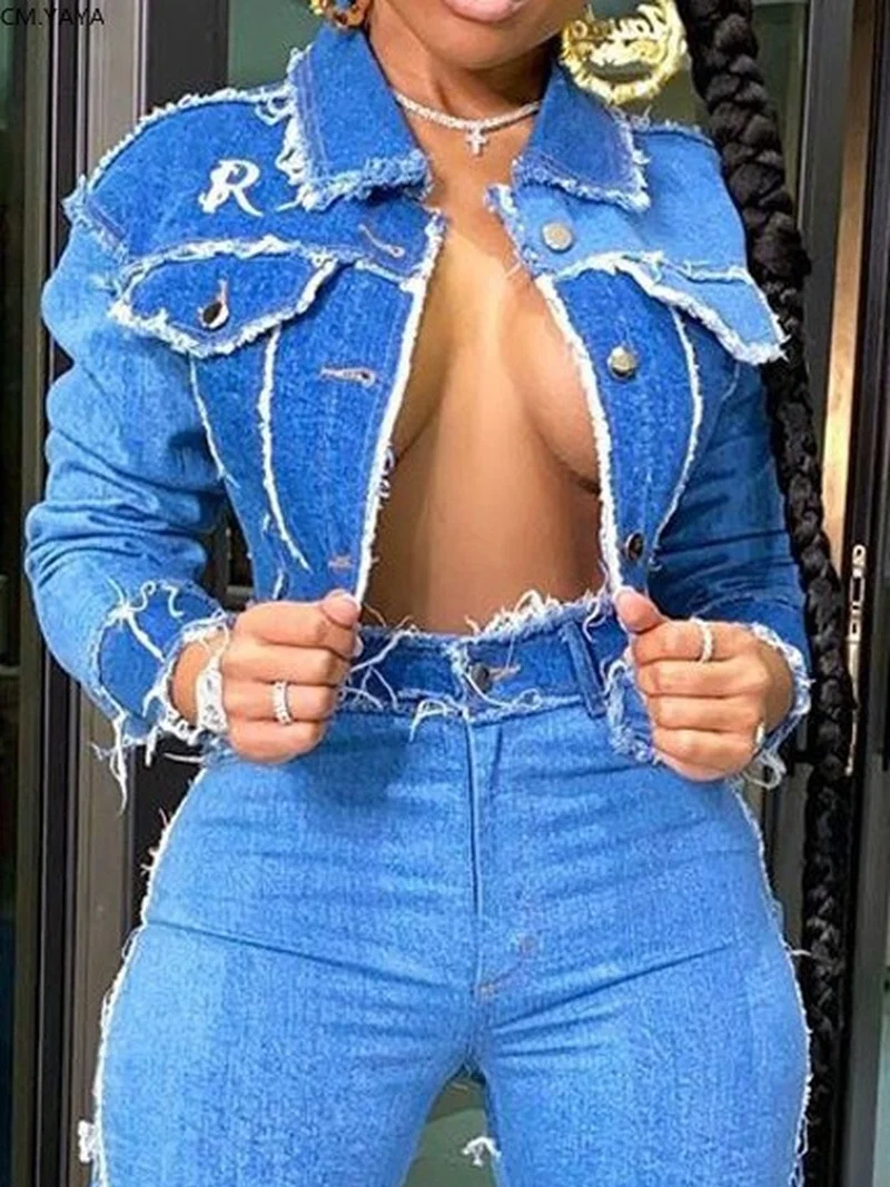 

Fashion Women Streetwear Long Sleeve Button Up Denim Jackets Casual Sexy Patchwork Jeans Coat Tops Denim Jacket harajuku