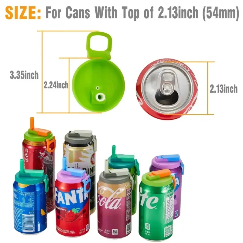 1PC Soda Lid Covers With Straws 1pcs Beverage Can Protector Silicone Can Covers Beer Bottle Cap Tin Can Cup Soda Leak-Proof Caps