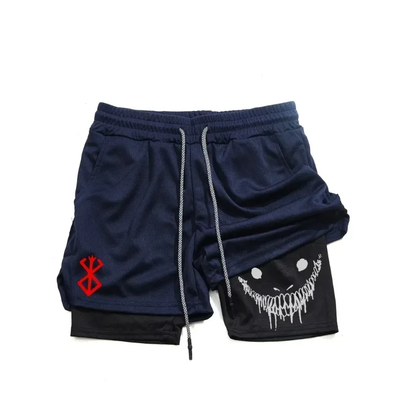 Workout Pants Double Deck Sports Shorts for Men 2-in-1 Marathon Fitness Running Shorts Male Short Gym Basketball Multi-pocket