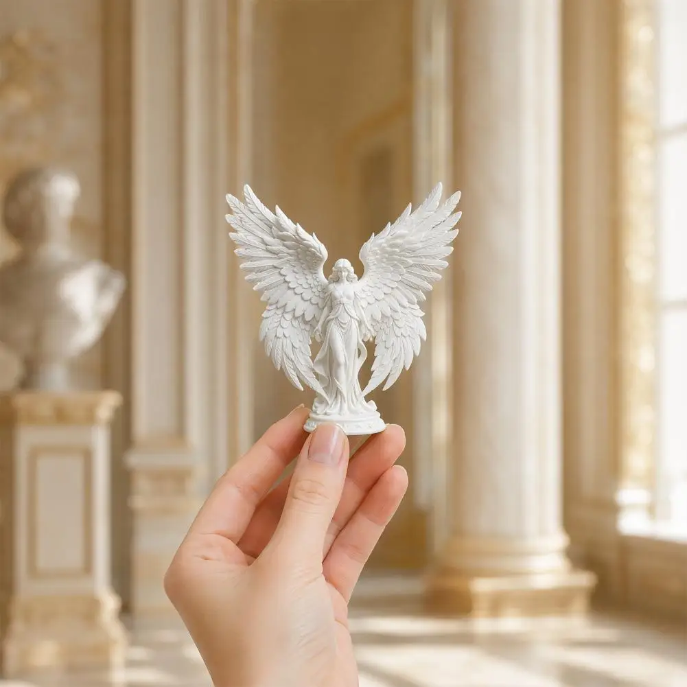 Bookshelf Decor 3D Printed Angel Figurine Exquisite Pray Guardian Angel Statue Modern Plastic Winged Sculpture Gift