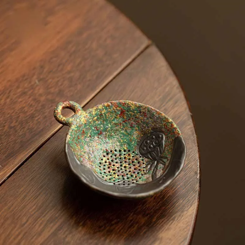 Old Rock Mud Coarse Pottery Lotus Shaped Tea Leakage Tea Filter Household Ceramic Tea Filter Kung Fu Tea Isolation Filter ZJ240