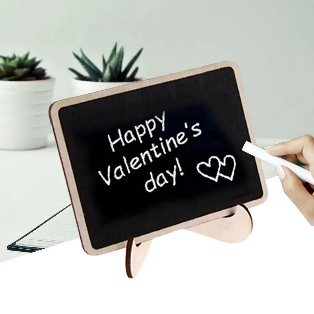 10pcs Mini Wooden Message Board Small Chalkboard With Bracket Writing Board Label Display Sign Message Table Stand