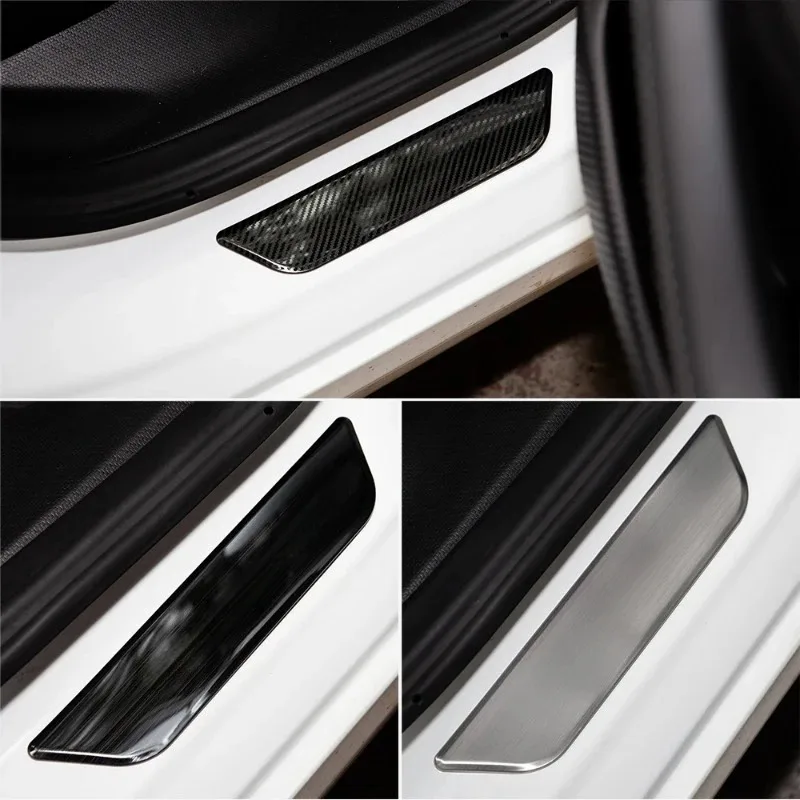 

Door Strip for Tesla Model 3 2017-2023 Welcome Pedal Front Rear Protector Sticker Threshold Cover Carbon Fiber Stainless Steel