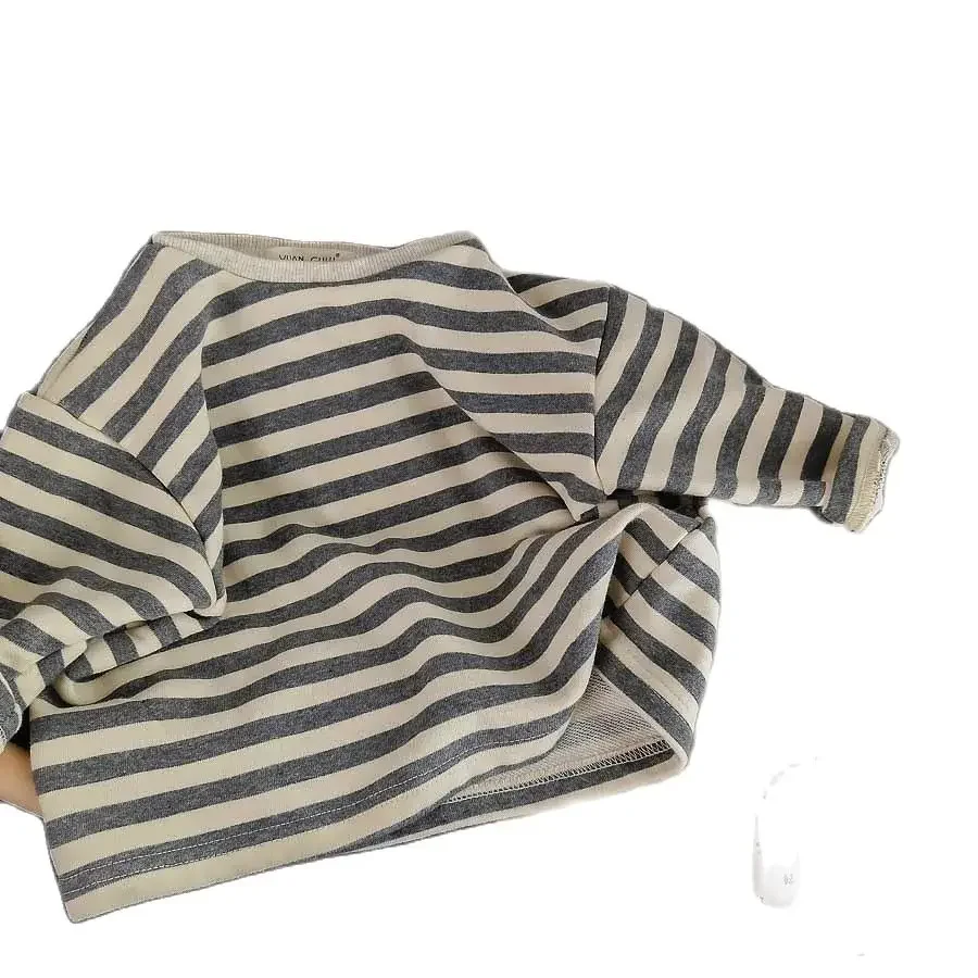 

VIDMID Korean Children's Baby Stripe Long Sleeve T-Shirt Top for Boys and Girls - Spring 2021 (P5094)