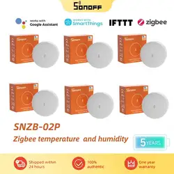 SONOFF-Sensor de Temperatura e Umidade Zigbee, Smart Home, APP eWelink, Monitor em Tempo Real, Termômetro para Alexa, Google Home, SNZB-02P