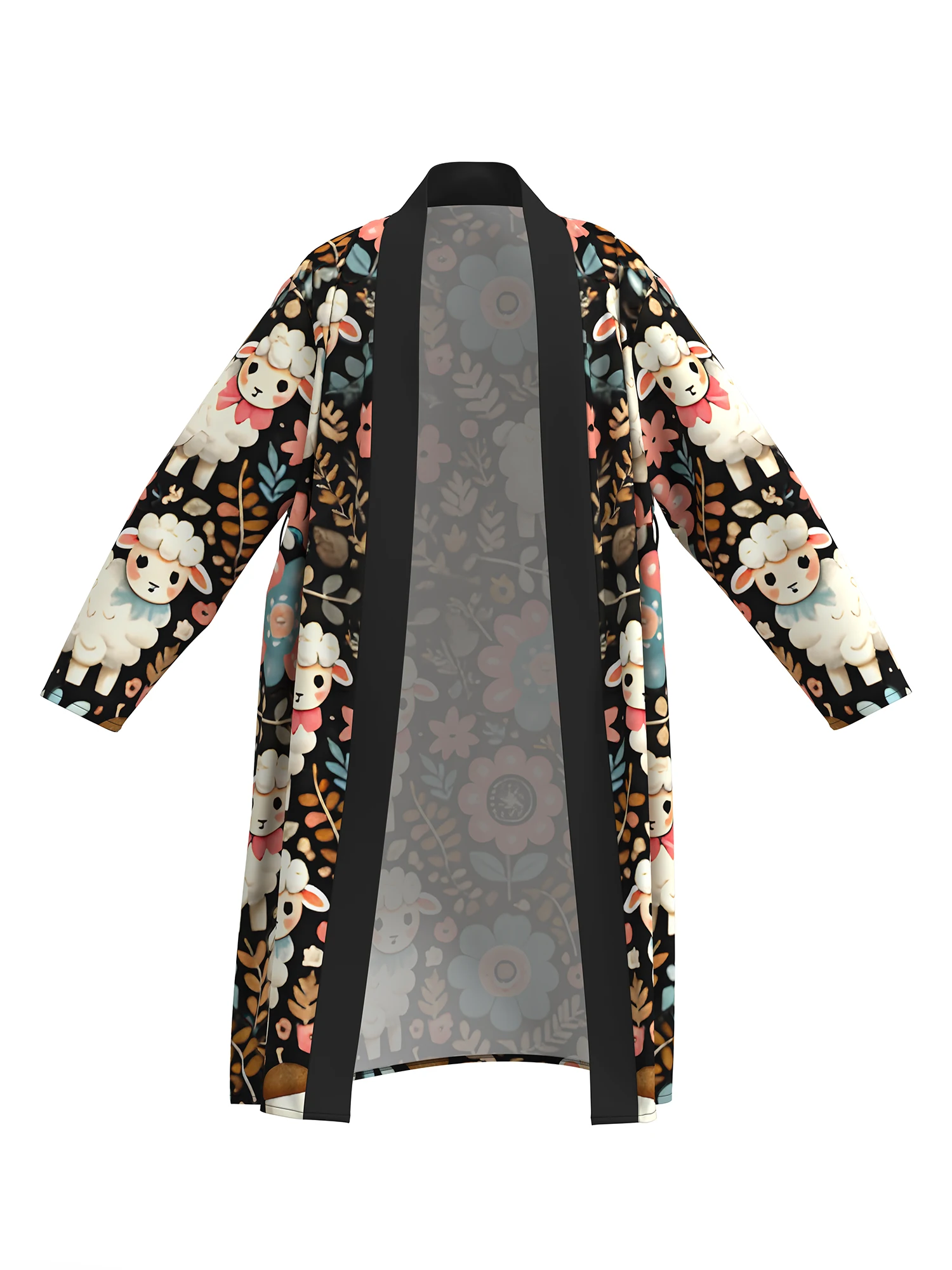 2026 new men's home robe 3D digital all-over printed little sheep casual bathrobe spring and summer thin quick-drying home robe