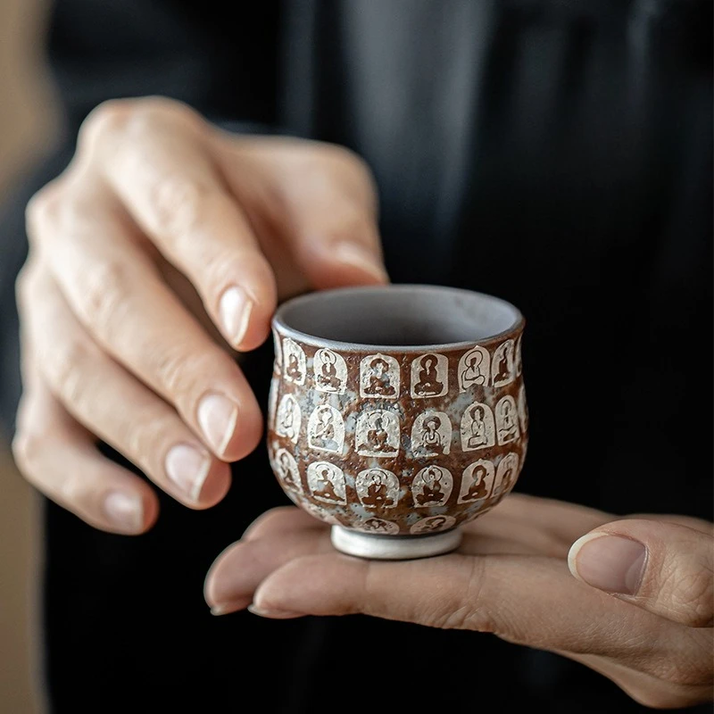 

Old Rock Mud Master Cup Ceramic Teacup Chinese Kung Fu Teaware Creative Tea Bowl Drinkware Dunhuang Small Tasting Mugs Household