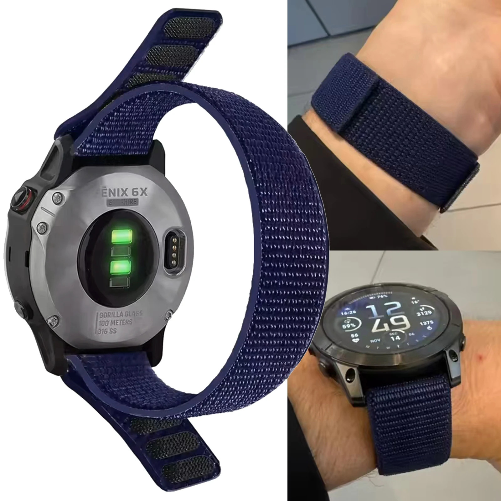 QuickFit 22 mm 26 mm Nylon-Armband für Garmin Tactix 8 Enduro 3 Epix Delta-Band für Garmin Fenix 8 7X 6 PRO 5 geflochtenes Schlaufenarmband