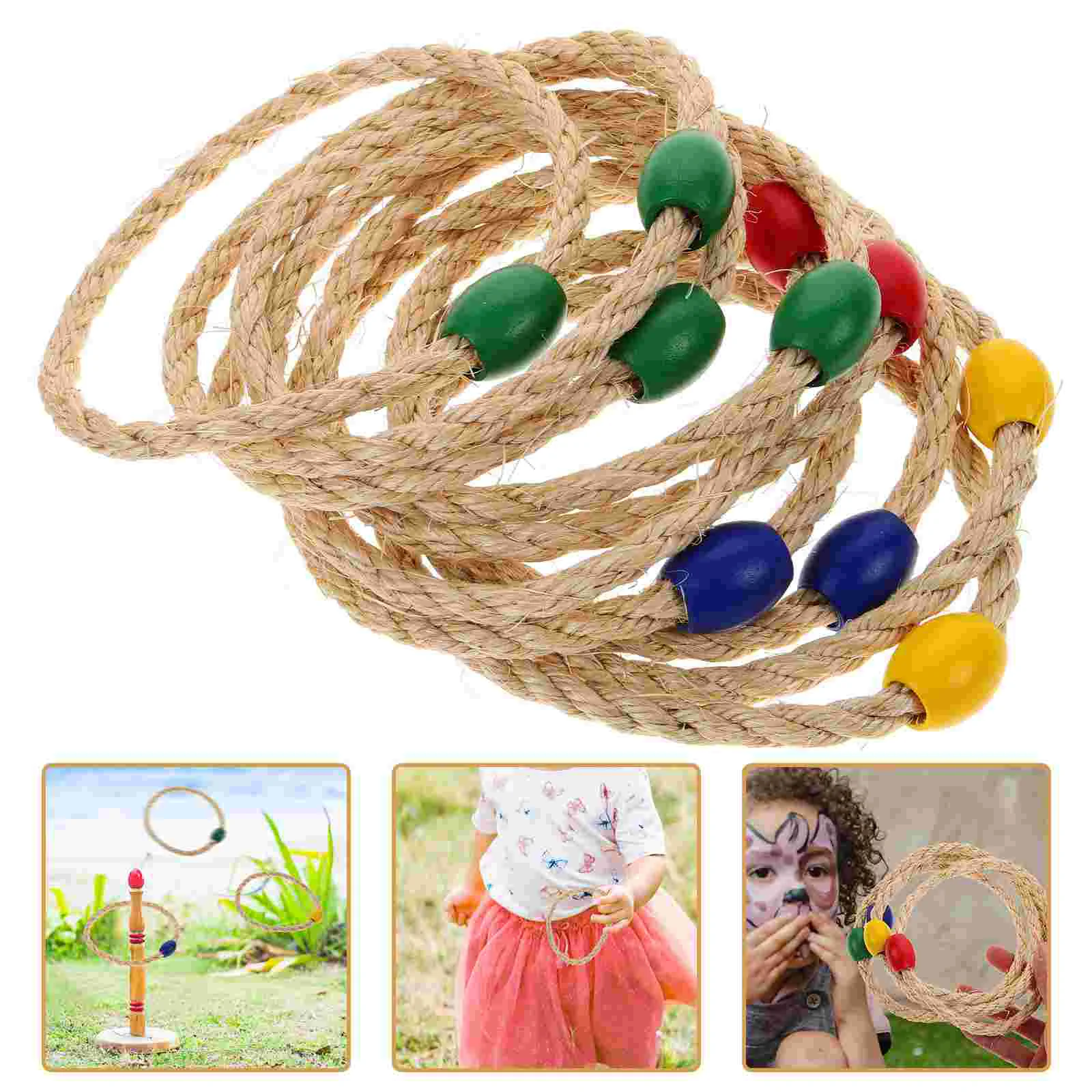 10 PCS Inflatable Natural Rope Ferrule Ring Toss Game Toy Kids Sports Toys