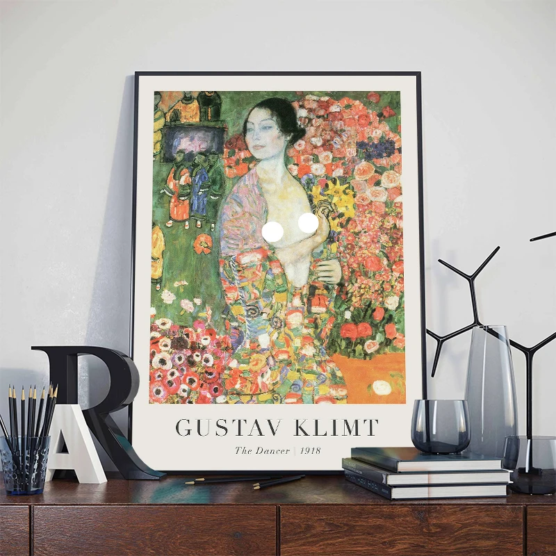 Gustav Klimt Vintage Art Exhibition Abstract Posters and Prints Canvas Painting Wall Art Picture for Living Room Home Decor