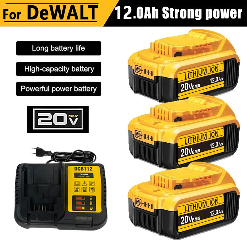 Originální baterie DEWALT 20V/18V 6Ah, pro baterie DEWALT 18V, DCB200 DCB205 DCB206 Baterie pro elektrické nářadí, pro nabíječku DEWALT 20V - náhled 2