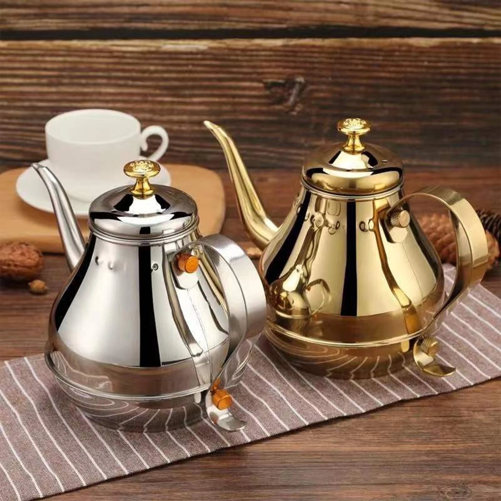 1.2L Teapot With Tea Filter 304 Stainless Steel Coffee Tea Pot Water Kettle Induction Cooker Stove Universal Kitchen Tool