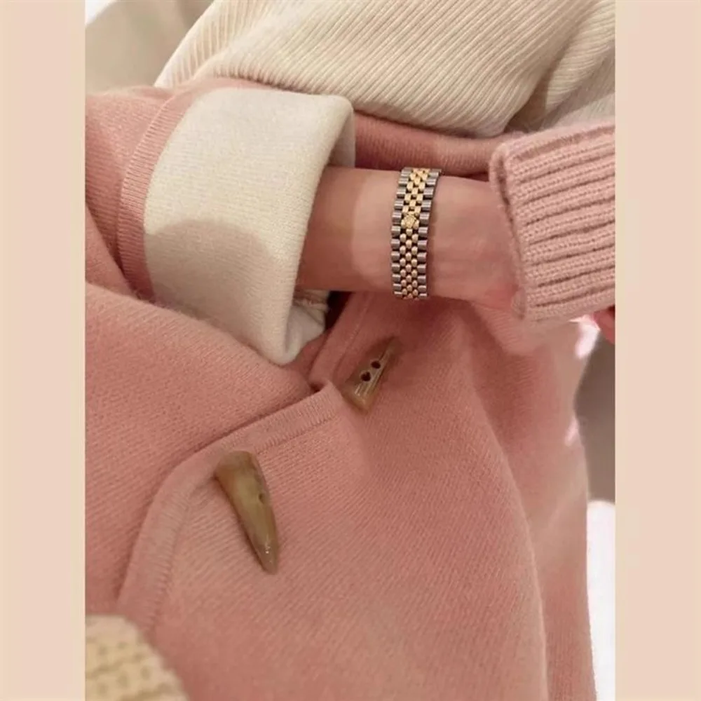 Fashionable cow horn button sweater cardigan jacket for women in autumn winter gentle soft lazy style V-neck slim fit