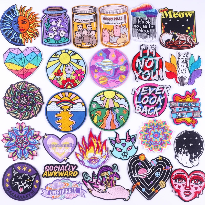 Cartoon Embroidery Patch Space Flower Animal Patch Iron On Patches For Clothing thermoadhesive patches On Clothes Jacket Sew DIY