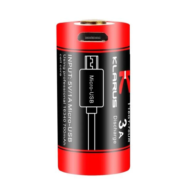 Klarus 16340 Battery for Flashlight, 700mAh, Continous Discharge, Multiple Protection, Fits for XT1A / XT1C