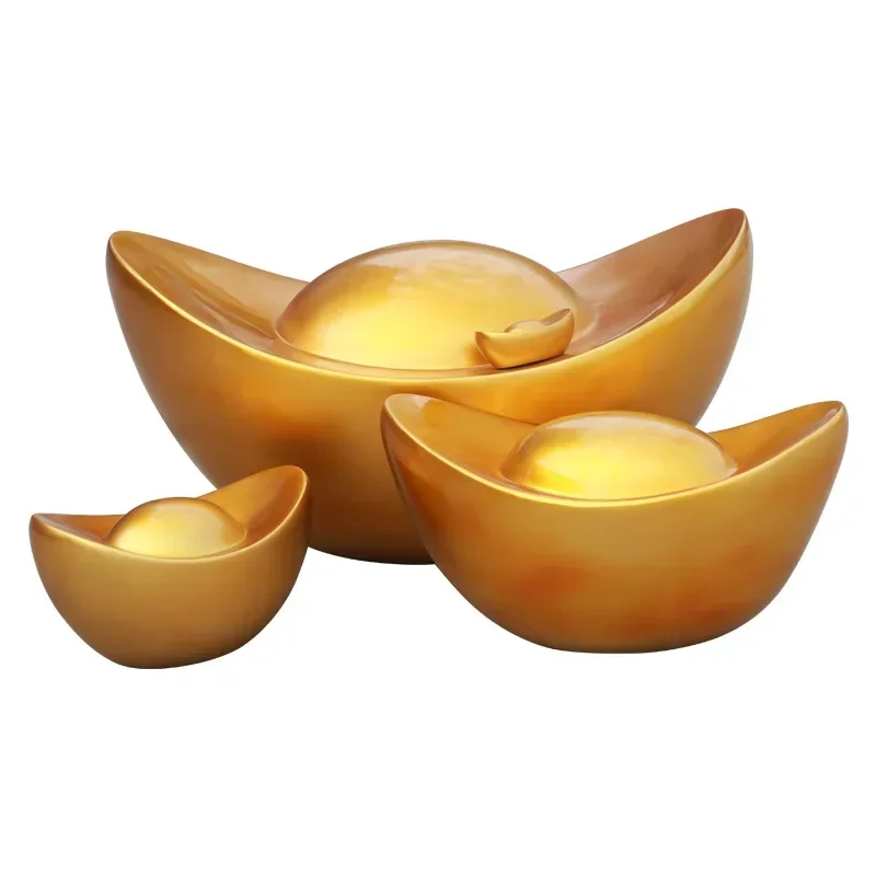 

Simulation gold ingot ornament, fiberglass sculpture Spring Festival festive decoration outdoor shopping mall hotel wall