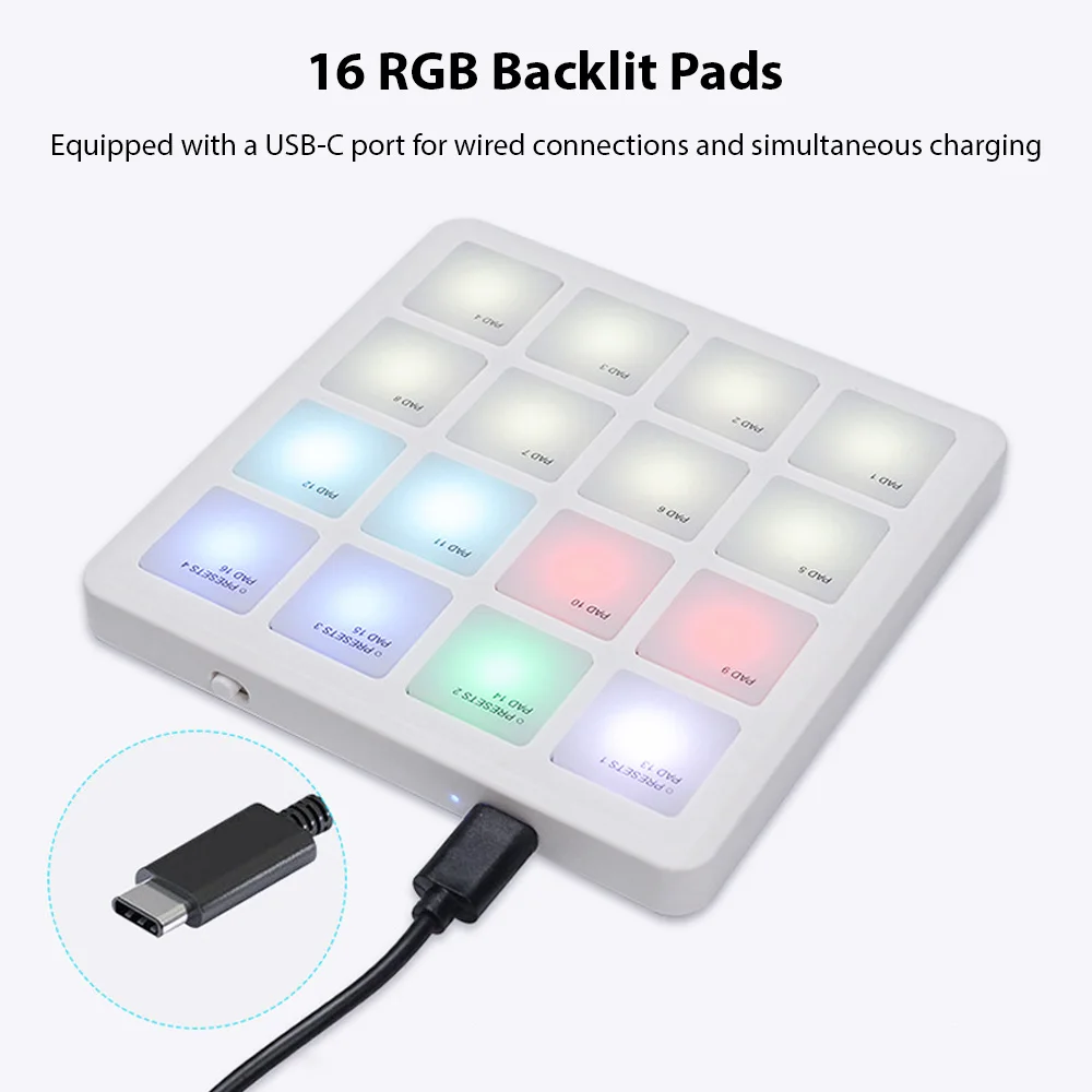 

M-VAVE MIDI-контроллер, 16, чувствительные к скорости RGB-подсветке, BT-соединение, профессиональный контроллер клавиатуры для начинающих