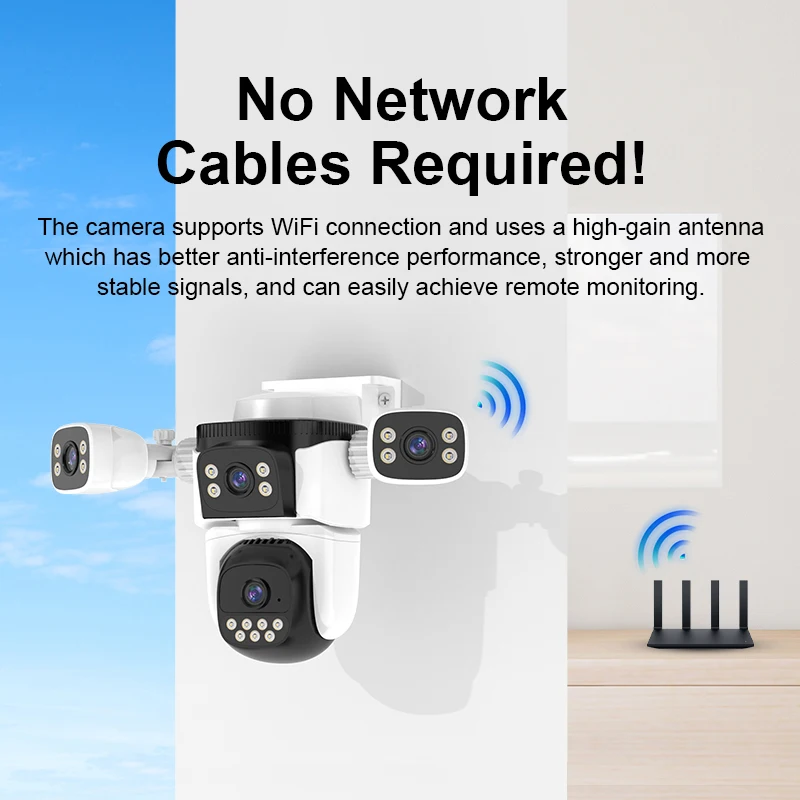 8MP 10x Zoom  4Lens  O-Kam APP  Wireless PTZ IP Dome Camera Full Color AI Humanoid Detection Home Security CCTV Baby Monitor