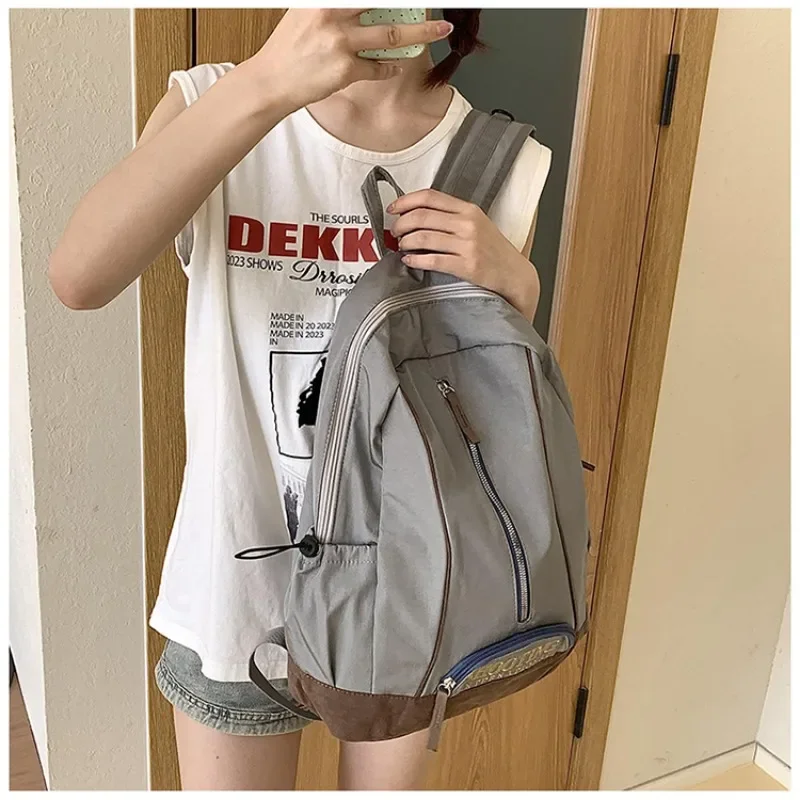 New Nylon Sewing Thread Zipper Basic Style Backpacks Large Capacity Schoolbags for Women 2024 High Quality Casual Bags