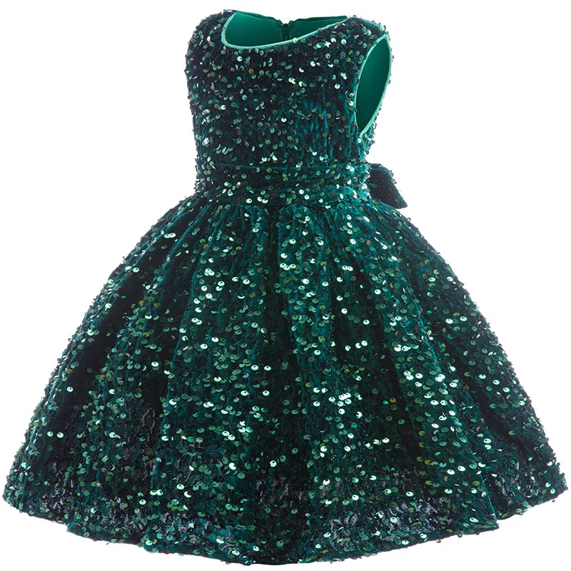Christmas Dress For Girls New Year Children's Red Party Dress Flower Girls Ball Gown Ceremonial For Baby Kids Sequin Costume 6 Y
