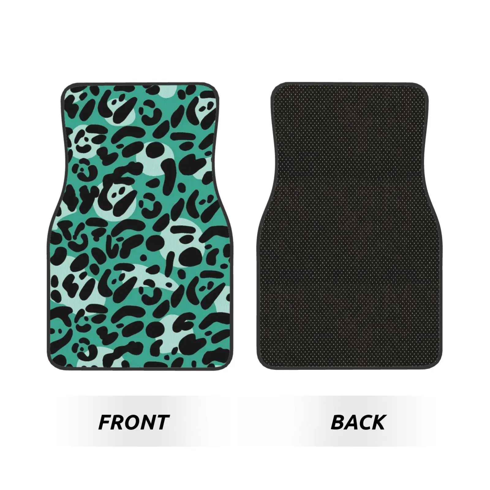 Black and Green Leopard Print Pattern Car Floor Mats Durable Car Carpet Mat 4pcs with Anti-Slip Backing Fit for SUV Trucks