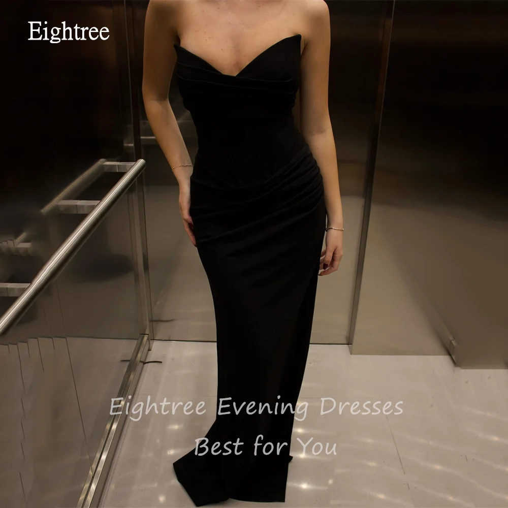 Eightree Sexy Black Mermaid Evening Dresses Strapless Prom Gown Saudi Long Formal Party Gowns vestidos de fiestas Customized