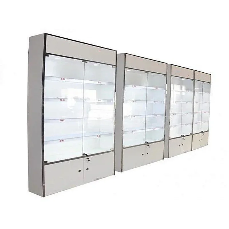 high quality jewelry shop wall display cabinet perfume display lockable wood glass display showcase