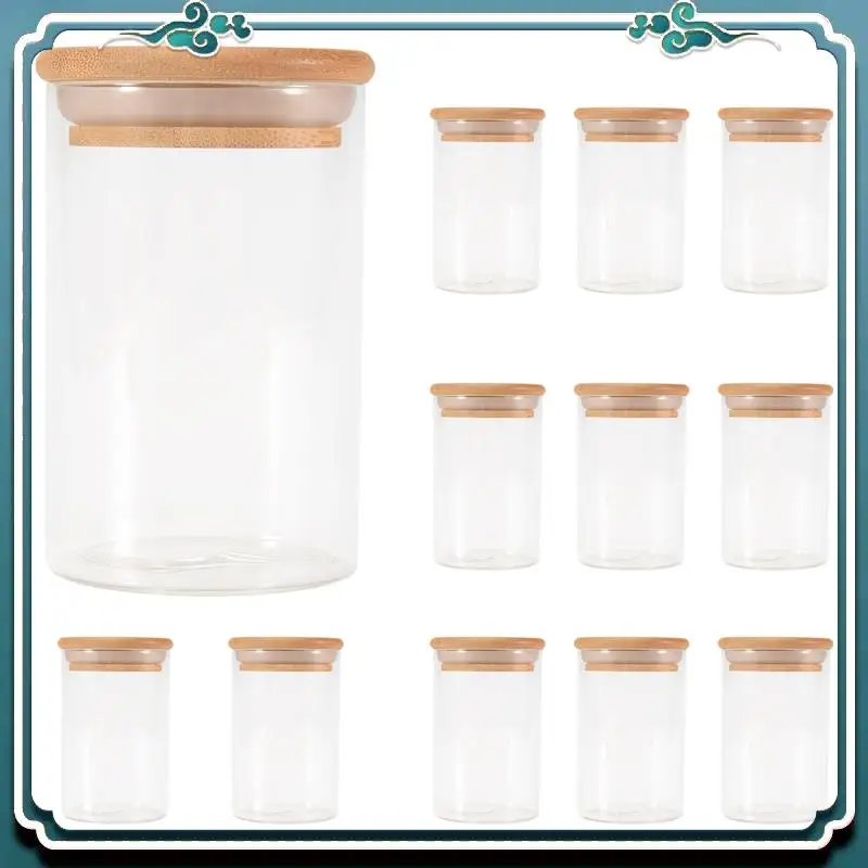 

Premium 12Pcs Glass Jars Set(300Ml),Clear Spice Jars With Bamboo Lids, Food Storage Jars Canisters For Kitchen Counter Organizer