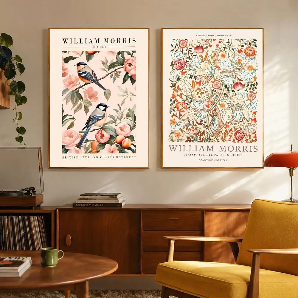 Vintage Floral W-William Morris Poster Digital Solvent Print Waterproof PP Fade-Resistant Wall Art Room Decor Gift