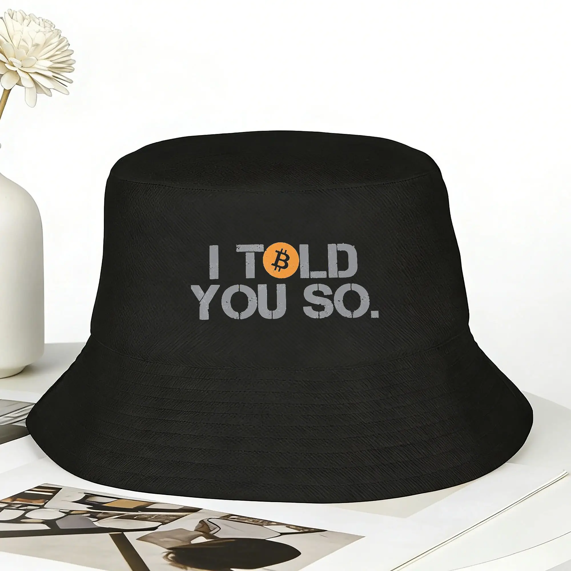 I Told You So Bitcoin Bucket Hat For Unisex  Fisherman Hats Casual Hunting Caps Portable Street Style Design Sun Hats
