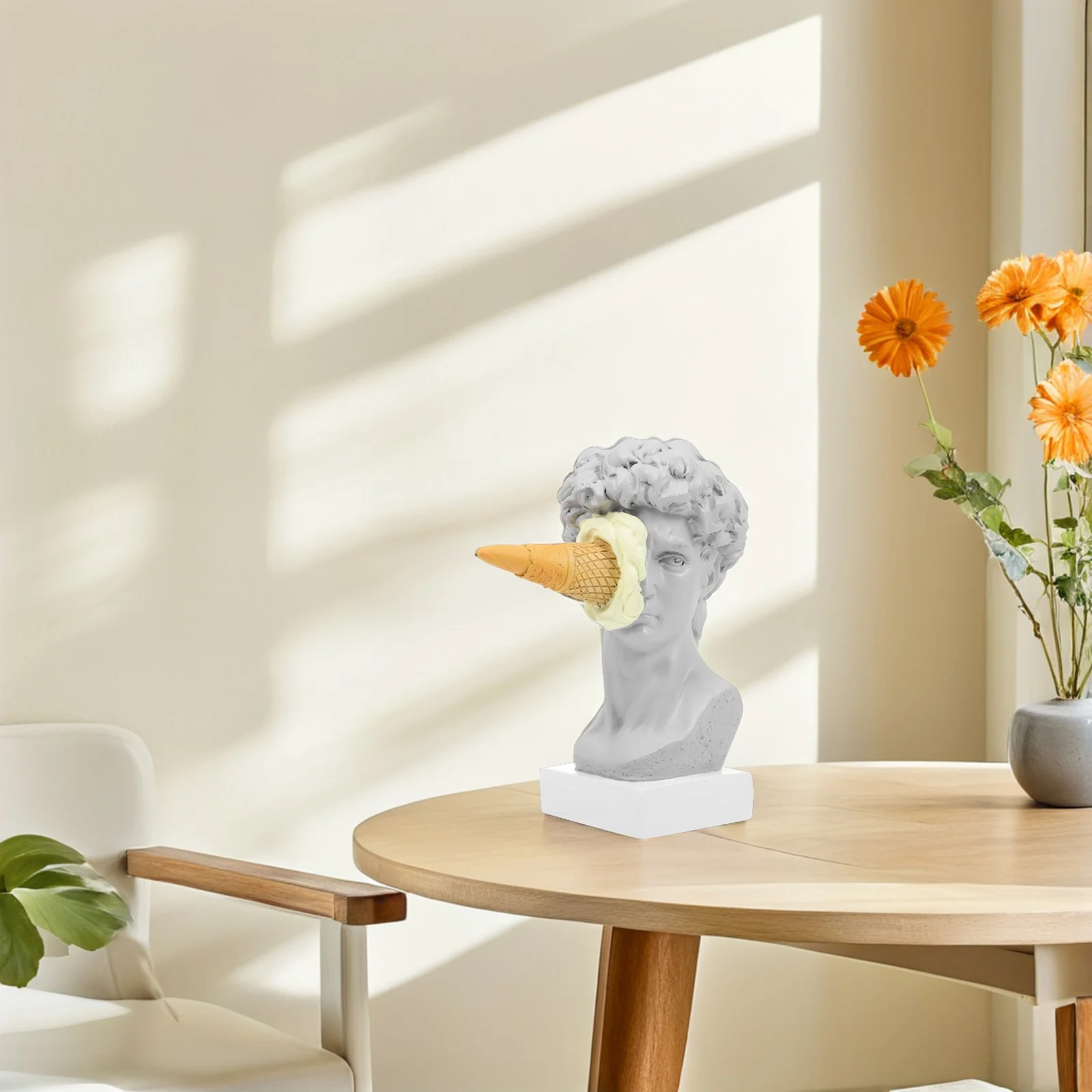 

Ice Cream Smashed David Resin Statue Creative Artistic Home Office Desktop Sculpture Decor David Sculpture