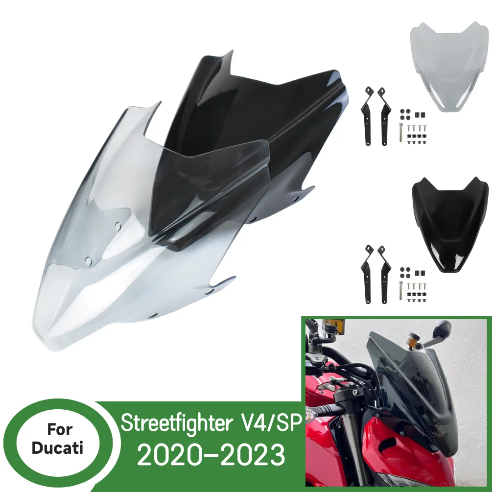 V4SP Front Wind Screen Shield Air Deflectors For Ducati Streetfighter V4 SP 2020 2021 2022 2023 Windscreen Motorcycle Windshield