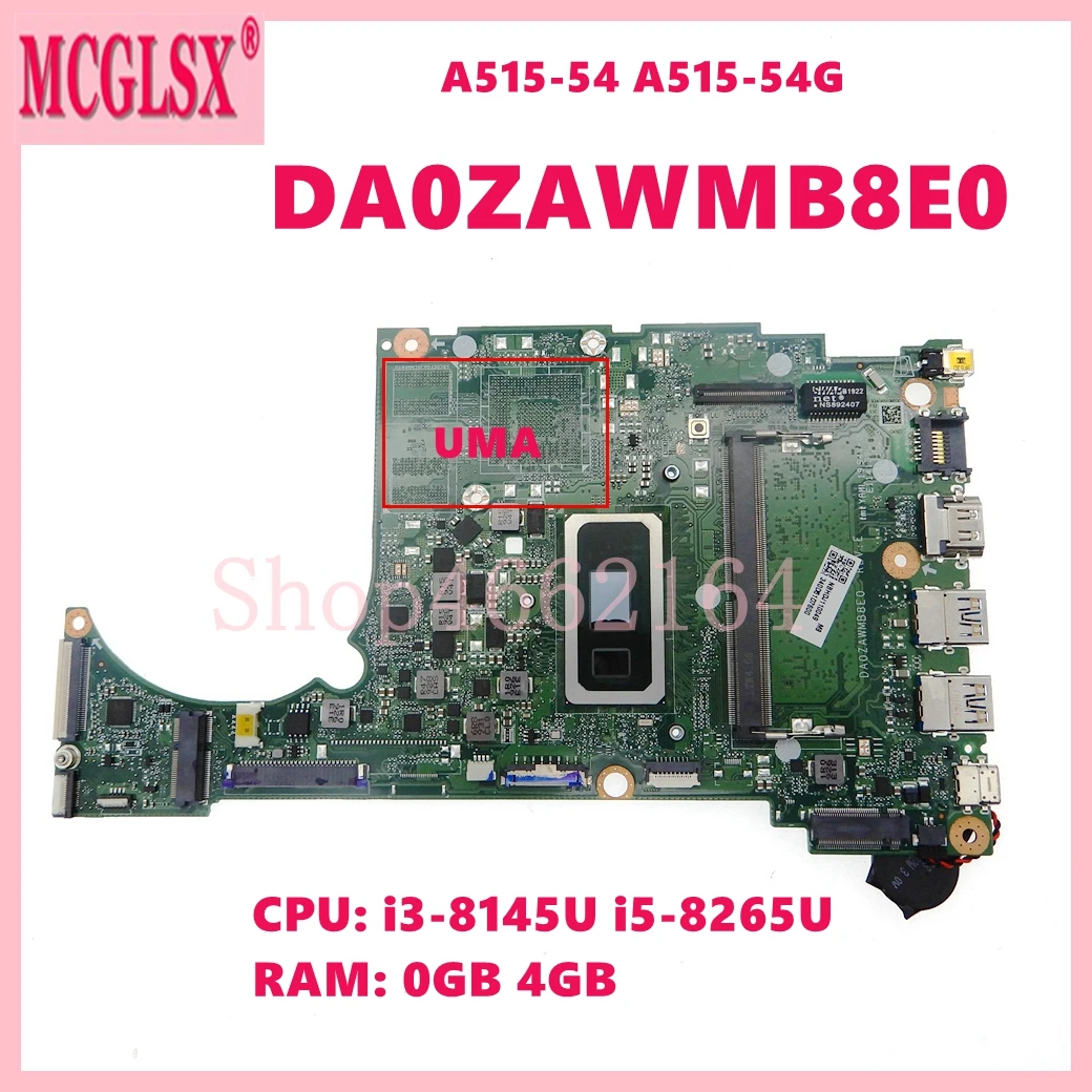 Imagem -02 - Placa-mãe Portátil para Acer Da0zawmb8e0 i3 i5 I78th Gen Cpu 4gb de Ram Mx230 Mx250 Gpu Mainboard A51554 A315-55g A315-57