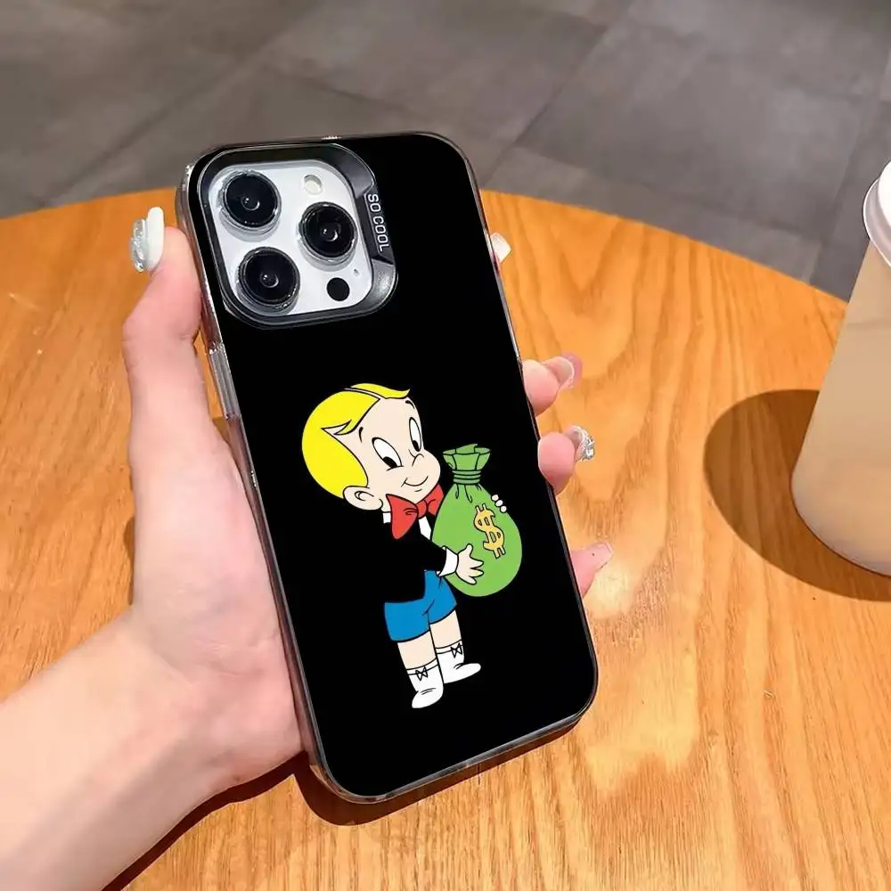 Money Boy R-Richie r-rich-RR Phone Case For iPhone 17,16,15,14,13,12,11 Plus,Pro Max,XS,Colored Silver Plated Inside Cover