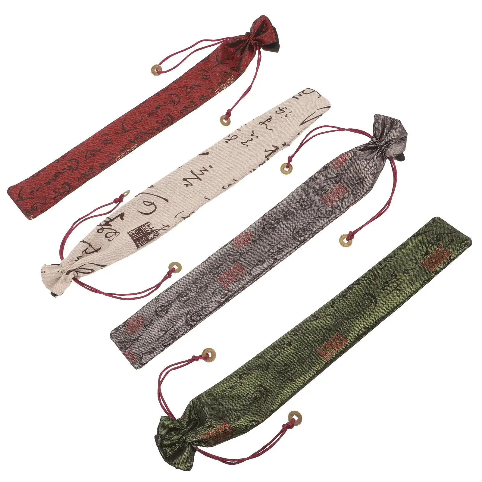 

4 Pcs Folding Fan Bag 10 Inch Silk Storage Pouch for Men Women Hand Fans Drawstring Portable Hanging Craft Decor