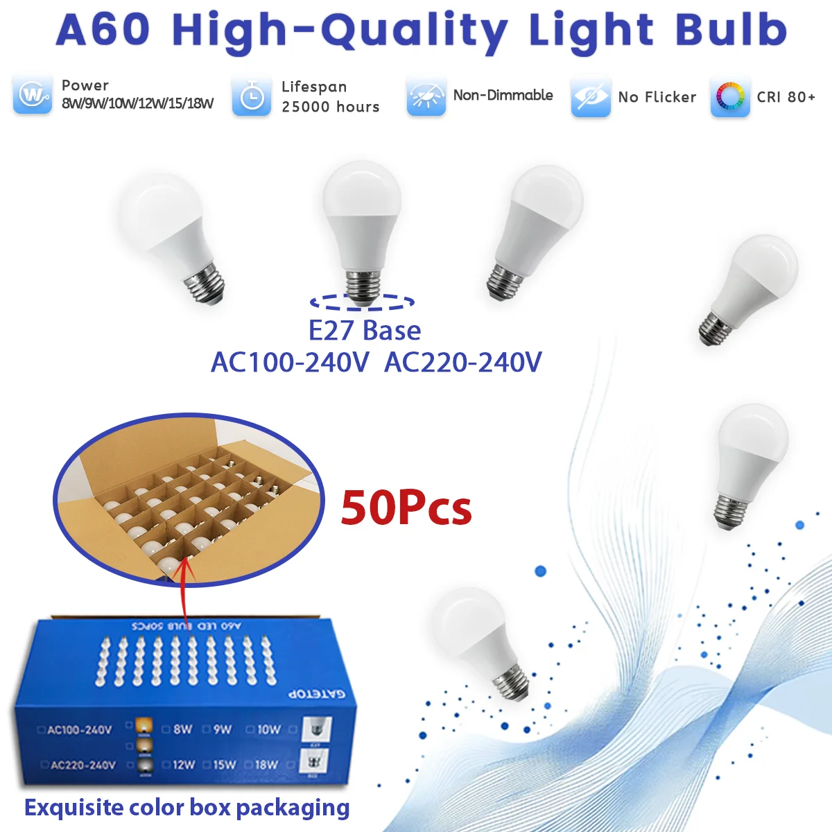 gatetop-50pack-e27-led-bulb-lamps-ac220v-120v-light-bulb-real-power-lampada-no-flciker-18w-15w-12w-10w-9w-8w-bedroom-bombilla