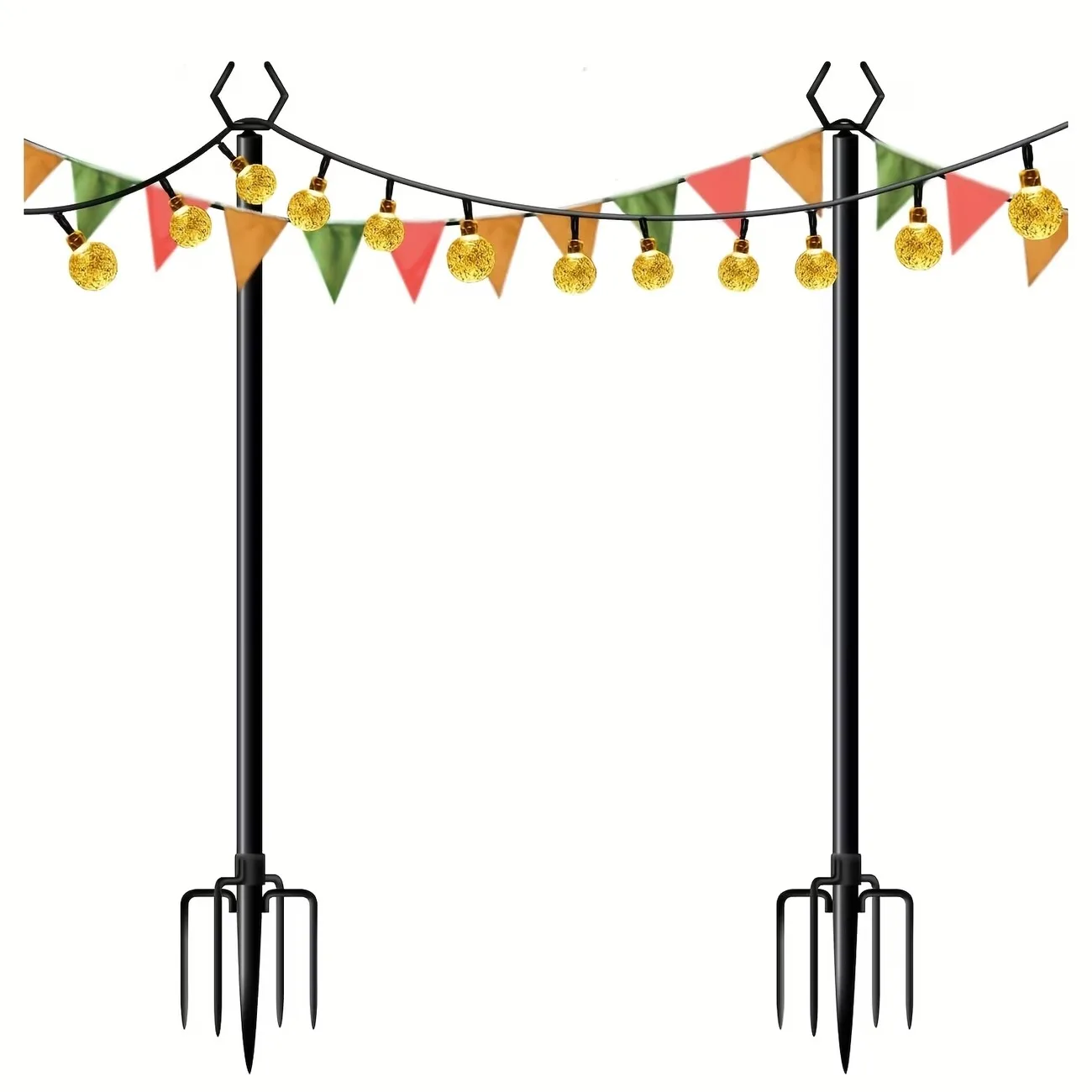 10-foot Heavy-duty Adjustable Metal Light Pole for Outdoor String Light Hanging, Backyard, Garden, Patio,Parties,Garden, Wedding