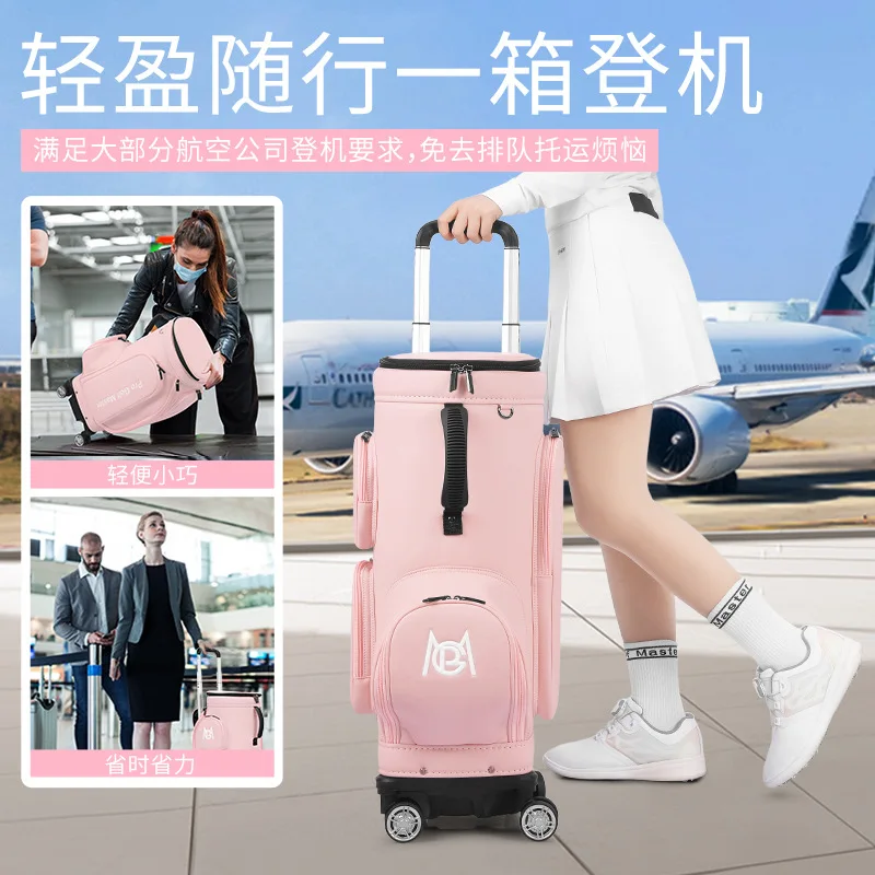 PGM Golf Bag for Women Lightweight Airplane Carry On Luggage with 4 Wheels Travel Duffle