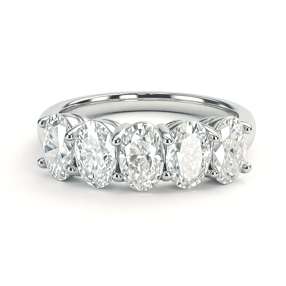 2.5ct Egg Shaped Moissanite Ring Tested with Diamonds S925 Sterling Silver Wedding Rings for Woman Jewelry Gift