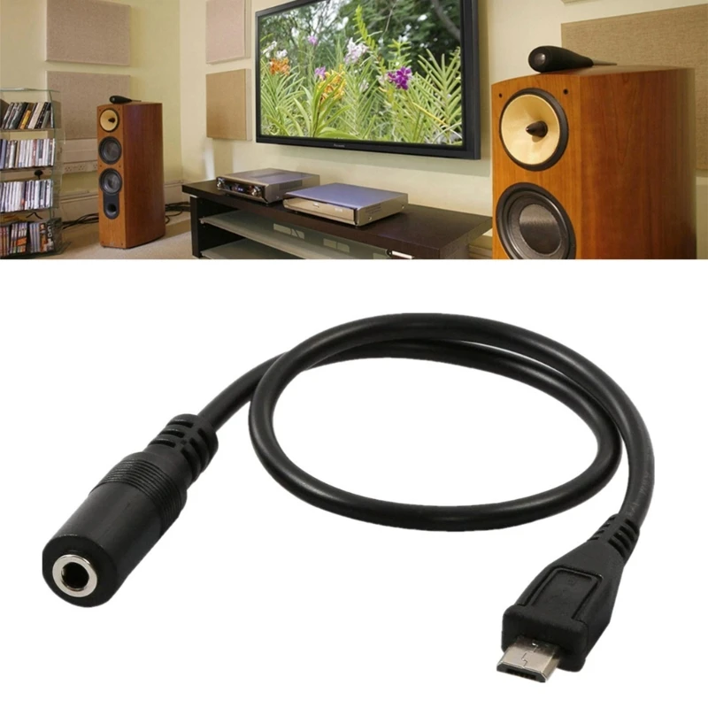 

F68B Micros USB 5P Adapter Cable 3.5mm Female Audios Cable Cord for Clip Mics Microphones Convert Adapter Wire