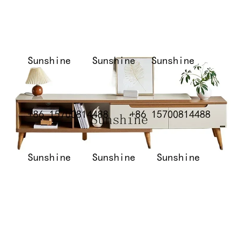 Log wind tempered glass coffee table living room small apartment TV cabinet combinationR