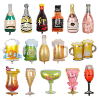 Wine Bottle Foil Balloons Bar Banquet Birthday Party Wine Goblet Balloon Valentine's Day Wedding Anniversary Decoration