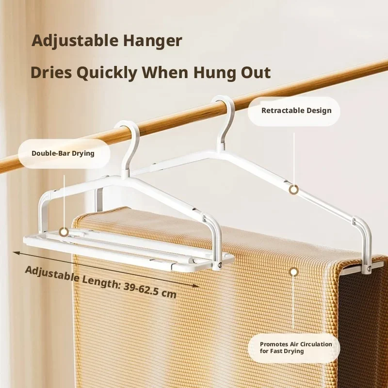 Telescopic Clothes Hanger Non-slip & Non-marking Multifunctional Household Rack for Coats Towels Quilts Sheets - Balcony Organiz
