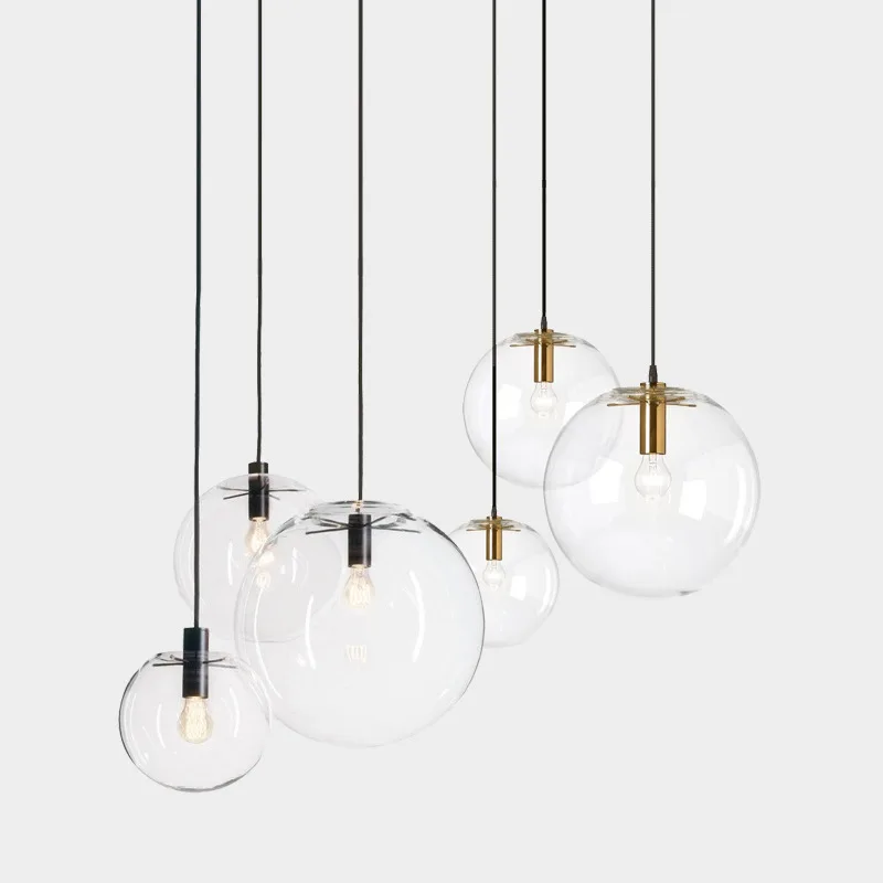 Moderne LED boule de verre pendentif lumières lampe suspendue nordique pour Restaurant Lustre Suspension salle à manger décor à la maison luminaire